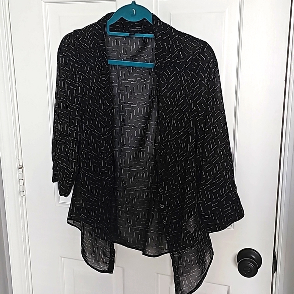 Banana Republic Key Print Sheer Button Down Top